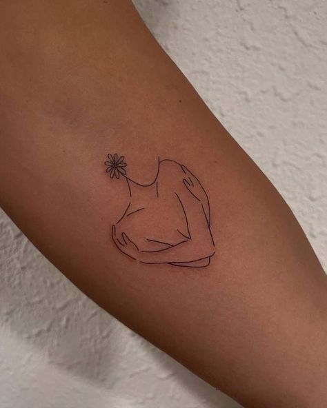 210 Meaningful Self-Love Tattoo Designs (2023) - TattoosBoyGirl Self Love Arm Tattoo, Women Tattoos Inner Arm, Inner Arm Fine Line Tattoo, Fine Line Tattoo Self Love, Fine Line Self Love Tattoo, Tattoo Inner Arm Women, Fine Line Woman Tattoo, Love Your Body Tattoo, Minimalist Arm Tattoos For Women