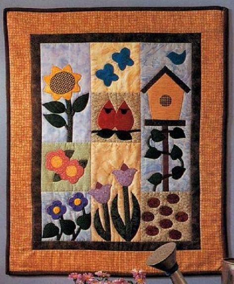 Quilted Wall Hangings Patterns, Garden Of Delights, Wall Quilt Patterns, Applique Wall Hanging, Wall Hanging Pattern, Mini Quilt Patterns, Wall Hanging Designs, Quilted Wall Hanging, Hanging Quilts