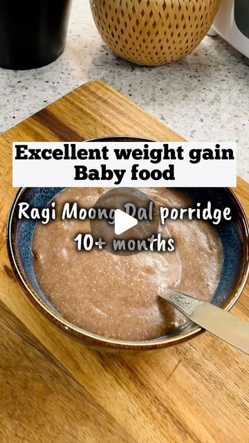 ✿Lipi, Anayraa & Ava✿ on Instagram: "✨Ragi Moong Dal Porridge - 10+ months✨  Looking for a weight gain food for your baby?  This Ragi Moong dal porridge ticks all the boxes! Rich in iron, 2x calcium and protein is a fantastic option for baby's weight gain and development.  👉🏻Make sure you use sprouted ragi, it has 2 times more calcium and easier to digest. I have used @slurrpfarm sprouted ragi powder.  👉🏻I have also used the almond pulp left over from almond milk to make it healthier and flavourful but you can also the use nut powder, if available.  Head over to comment section for detailed recipe!🫶  #weightgainmeals #weightgainfood #cookingrecipe #healthyrecepies #healthybabyfood #babyporridge #porridgerecipe #babybreakfast #breakfastideasforkids #saveit #saveforlater #recipevideos" Easy Baby Food Recipes 10 Months, 10months Baby Food, 1 Year Baby Food Recipes Indian, Baby Weight Gain Food, One Year Baby Food, Baby Porridge Recipe, 10 Months Baby Food, Weight Gain Food, Ragi Porridge