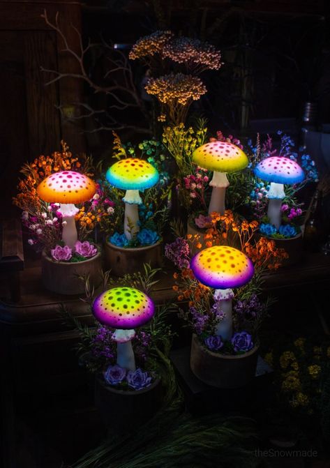 Mushroom lamps with succulents, flowers 🌺 powered by batteries and has touch switch Fairy glowing mushroom art with succulents - fungi light cottagecore vibe - glowing forest handmade night light - witchy craft home decor Fairy Nursery Theme, Light Cottagecore, Glowing Forest, Mushrooms Fairy, Fairy Night Light, Glowing Mushrooms, Fairy Nursery, Mushroom Lamps, Mushroom Lights