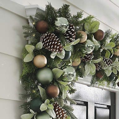 Fireside Holiday Garland Christmas Archway Outdoor, Yule Inspiration, Grandin Road Christmas, Door Garland, Copper Christmas, Holiday Garland, Lamb's Ear, Christmas Garlands, Holiday Christmas Party