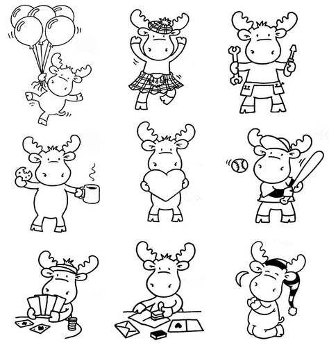 Top left! Holding on to elephants tail! Moose Doodle, Moose Gifts, Moose Cartoon, Moose Tattoo, Moose Crafts, Moose Pictures, Funny Bones, Animal Activities, Digi Stamp