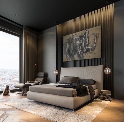 Modern Dark Interior Design Dark Interior Design, Modern Bedroom Interior, Luxury Bedroom Design, Fa Fal, Dark Interiors, Interior Modern, Modern Bedroom Design, Decor Minimalist, Contemporary Bedroom