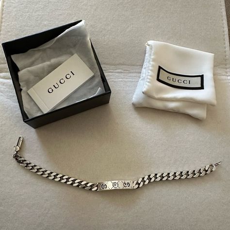 Gucci Men's Ghost ID Bracelet sterling 8" length 1 3/8 pendant Graffiti Aesthetic, Healing Food, Id Bracelets, Gucci Men, Lobster Clasp, The Modern, In Italy, Gucci, Sterling Silver