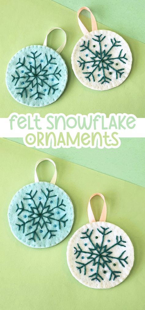 Felt Snowflakes Template, Fabric Snowflakes Diy, Felt Embroidery Patterns Free Printable, Felt Coasters Free Pattern, Diy Felt Christmas Ornaments Templates, Felt Embroidery Stitches, Hand Sewn Felt Ornaments, Felt Embroidery Christmas Ornaments, Snowflake Embroidery Pattern Free