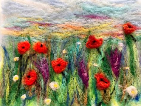 Wet Felting Tutorial, Felt Wall Hanging, Wet Felting Projects, Felt Pictures, Wet Felt, Needle Felting Projects, Wool Art, Felting Tutorials, Storm Clouds