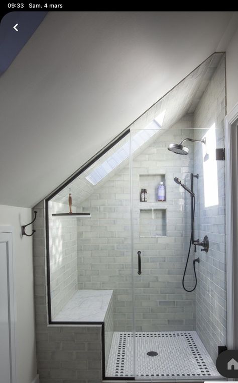 Small Attic Bathroom, Bilik Air, Loft Bathroom, Attic Bathroom, Attic Renovation, Attic Remodel, Loft Room, Attic Rooms, Small Bathroom Ideas