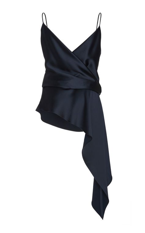 Sleeveless Satin Blouse by OSCAR DE LA RENTA for Preorder on Moda Operandi Work Outfits Chic, Satin Top Outfit, Satin Tops, Black Satin Blouse, Silk Tops, Chic Tops, Satin Blouse, Satin Top, Fashion Killa