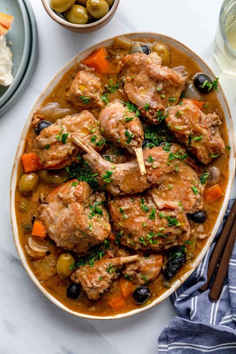 Rabbit Stew is a beautiful family meal recipe. Thanks to the slow cooking method, the meat is juicy and tender, while the sauce is luxurious and flavorful. You can easily store it in the fridge or freeze it for up to 3 months. Kids and adults love this memorable cozy meal. #jernejkitchen #rabbit #rabbitstew #braisedrabbit #stewrecipes Rabbit Stew Recipe, Easy Rabbit Recipe, How To Cook Rabbit, Chicken Stew And Dumplings, Mediterranean Sauce, Fried Rabbit, Rabbit Recipe, Rabbit Recipes, Rabbit Meat