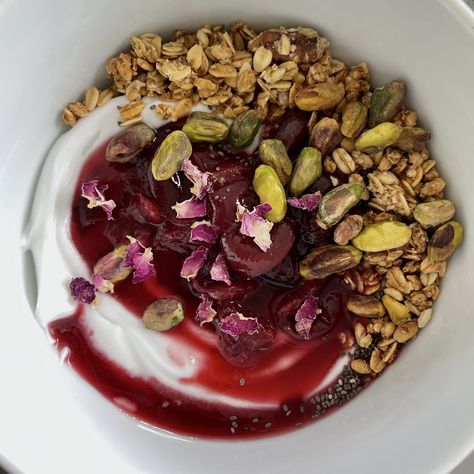 Cherry Yogurt, Cherry Vanilla, Yogurt Bowl, Coconut Yogurt, Local Market, Fresh Produce, The Girl Who, Sunday Morning, Farmers Market