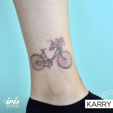 Fine Line Bicycle Tattoo, Bicycle Tattoo For Women, Tattoo Bicycle, Sis Tattoo, Bike Tattoo, Miami Tattoo, Bicycle Tattoo, Bike Tattoos, Matching Tattoo