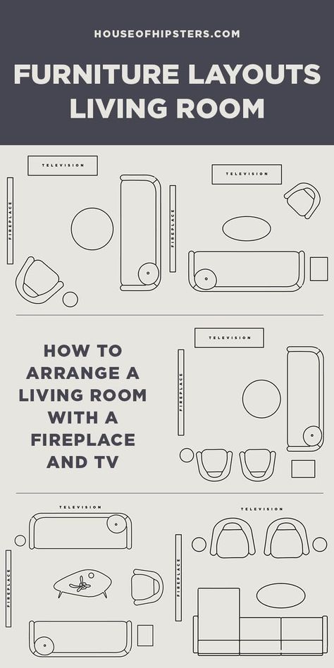 5 furniture layouts for a living room with a fireplace and television. Rectangle Living Room, Fireplaces Layout, Family Room Layout, Rectangular Living Rooms, Sofa Layout, Fireplace Furniture, Long Living Room, Small Living Room Layout, Narrow Living Room