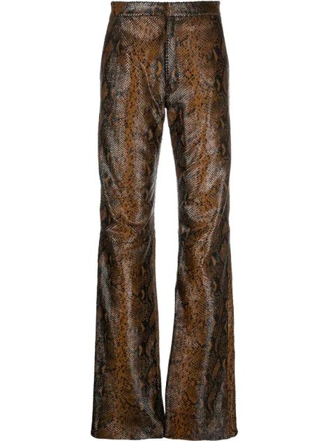 snakeskin-print trousers Bratz Wild Wild West, Snake Print Outfit, Snake Pants, Earth Style, Outfit Pieces, Womens Apparel, Printed Trousers, Ladies Clothes, Straight Trousers