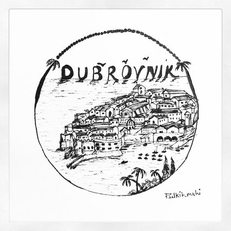 Dubrovnik (Croatia) Croatia Tattoo Ideas, Cnc Crafts, Beach Sketches, Croatia Beach, City Sketch, Travel Icon, Dream Places, Dubrovnik Croatia, Instagram Highlight Icons