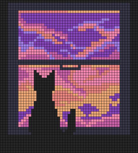 Pixel Painting Canvases, Cool Grid Patterns, Tapestry Pixel Art, Pixel Art Tapestry, Fun Pixel Art, Large Alpha Patterns, 128x128 Pixel Art, Cat Pixel Art Grid, Alpha Patterns Cat