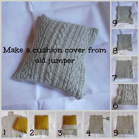 Memory Cushions From Jumpers, Old Sweater Diy, Woolen Jumper, Recycled Pillows, Sweater Pillow Covers, Memory Cushion, Diy Cushion Covers, Sweater Pillow, Sewing Cushions