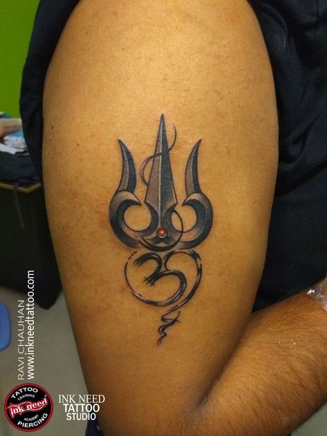 Om with Trisula Custom design tattoo  by Ravi Chauhan At Ink Need Tattoo Studio Trisula Tattoo, Trisula Tattoo Design, Need Tattoo, Design Tattoo, Tattoo Studio, Infinity Tattoo, Fish Tattoos, Tattoo Design, Jesus Fish Tattoo