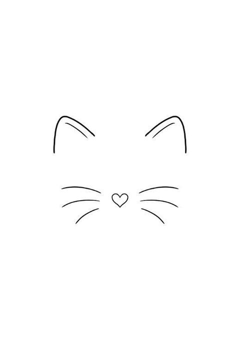 Simple Animal Silhouette, Cat Embroidery Simple, Cat Paw Drawing, Tiny Tattoo Ideas, Paw Tattoo, Cat Tattoo Designs, Tiny Tattoo, Line Art Tattoos, Pola Sulam