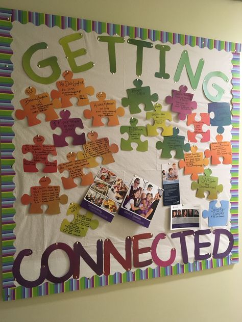 Key Club Bulletin Board Ideas, Get Connected Bulletin Board, Cooperation Bulletin Board, Ra Bulletin Boards Community, Community Resources Bulletin Board, School Information Board Ideas, Main Office Bulletin Board Ideas, Community Board Ideas Offices, Community Service Bulletin Board Ideas