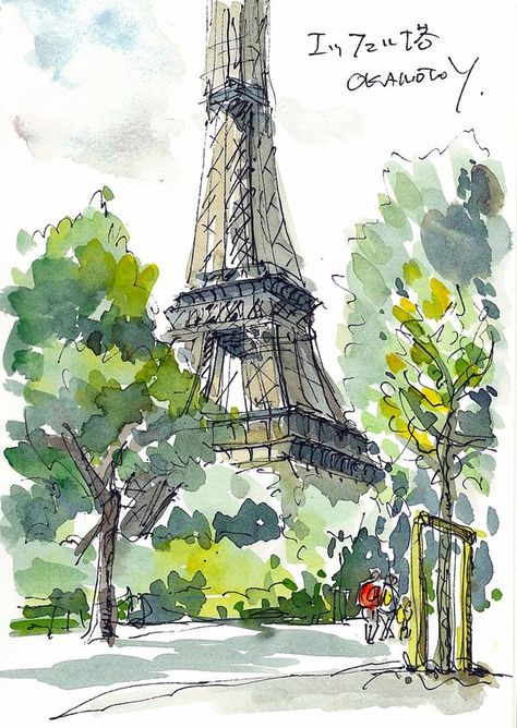 Sketch in Travel | Eiffel Tower. Paris, France | Facebook Eiffel Tower Draw, French Things To Draw, Paris Art Drawings, Edinburgh Sketch, Drawing Of The Eiffel Tower, France Sketch, Morning Croissant, Eiffel Tower Sketch, Paris Drawings