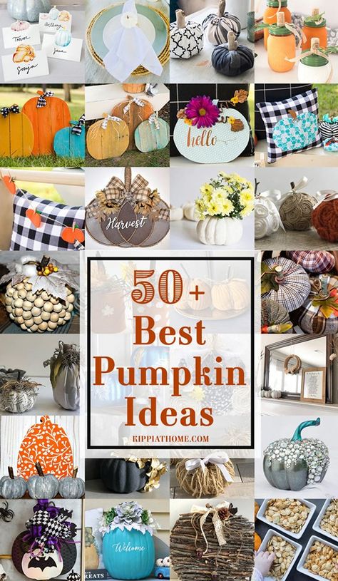 Don’t you just LOVE fall? I sure do with all the fun activities and decorating. To inspire your fall decorating I have gathered up over 50 of the best pumpkin decorating ideas that you are going to absolutely LOVE! This going to be the only pumpkin decorating inspiration you will need this fall. Fall Pumpkin … Pumpkin Porch Decor, Easy Pumpkin Decorating, Mason Jar Pumpkin, Halloween Diy Door, Pumpkin Decorating Diy, Bathroom Setup, Pallet Pumpkin, Decoupage Pumpkins, Pumpkin Inspiration