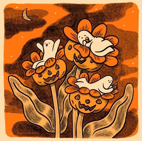 Vintage Halloween Aesthetic Widget, Cute Halloween Asthetics, Funky Halloween Art, Fall Aesthetic Animated, Fall Illustration Art Vintage, Old School Halloween Aesthetic, Cute And Spooky Aesthetic, Spooky Halloween Wallpaper Ipad, Fall Cartoon Art