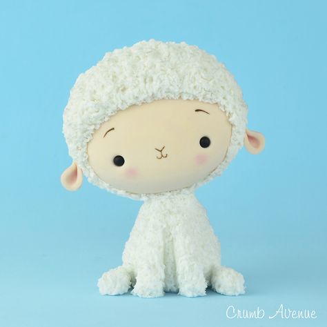 Cute Fluffy Lamb Cake Topper - head made the same way as in the Little Lamb Tutorial - fondant, gum paste, sheep, baby shower, kids Sheep Fondant, Sheep Cake, Fondant Techniques, Lamb Cake, Wedding Cupcake Toppers, Fondant Wedding Cakes, Farm Cake, Fondant Cake Topper, Cake Topper Tutorial