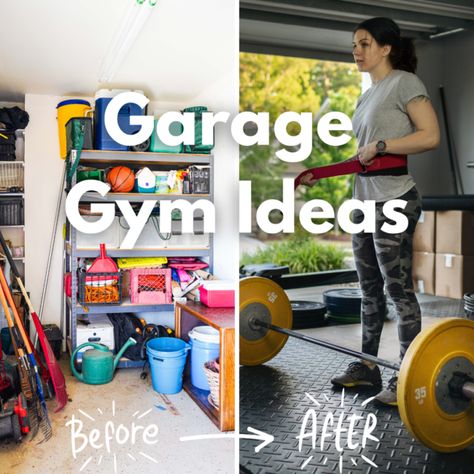 Transform Garage Into Gym, Home Gym Decor Garage, Sunroom Gym Ideas, Simple Garage Gym, Garage Workout Ideas, Diy Home Gym Garage, Small Garage Gym Ideas Layout, Garage Workout Space, Half Garage Gym Ideas