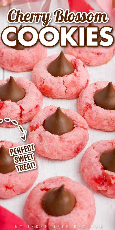 Cherry Blossom Cookies Recipe, Cherry Blossom Cookies, Cherry Cookies Recipes, Best Cookies Ever, Cherry Cookies, Blossom Cookies, Hershey's Kisses, Lost 100 Pounds, Large Crowd