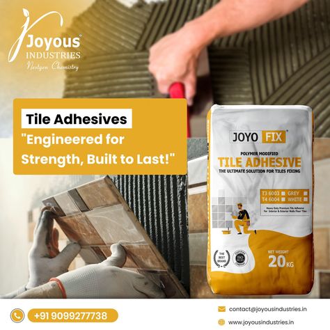 Premium Tile Adhesive from Joyous® Industries is the ultimate solution for fixing interior and exterior wall and floor tiles. Contact us today for more information! . Follow @joyousindustries . #TileAdhesive #joyousIndustries #flooring #tileadhesive #construction #greensbr #stoneadhesive #adhesive #wallprimer #tileepoxygrout #sunkollwallputty #acrylicpolymer #glassmarbletileadhesive #blockjointmortar #stonelobster #floorhardenerpowder #tilelobster #statileadhesive #geltileadhesive #tileleve... Wall Primer, Epoxy Grout, Tile Adhesive, Tile Spacers, Tile Grout, Adhesive Tiles, Glass Marbles, Wall And Floor Tiles, Floor Tiles