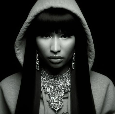 Black Girl Nicki Minaj Pictures, White Picture, Black And White Portraits, White Wall, Nicki Minaj, Rappers, Photo Wall, Black And White, Grey