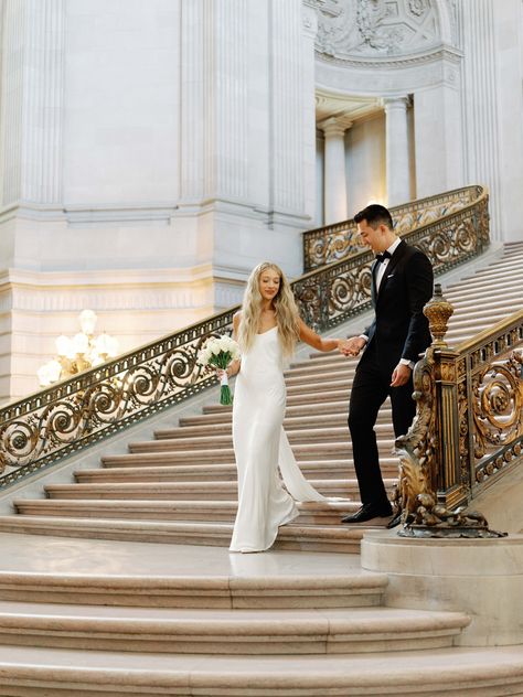 Classic San Francisco City Hall Wedding Wedding Dress With Sneakers, San Francisco Courthouse Wedding, City Hall Wedding Dress, City Hall Wedding Photos, Courthouse Wedding Photos, San Francisco City Hall Wedding, San Francisco City Hall, San Francisco City, Weddings By Color