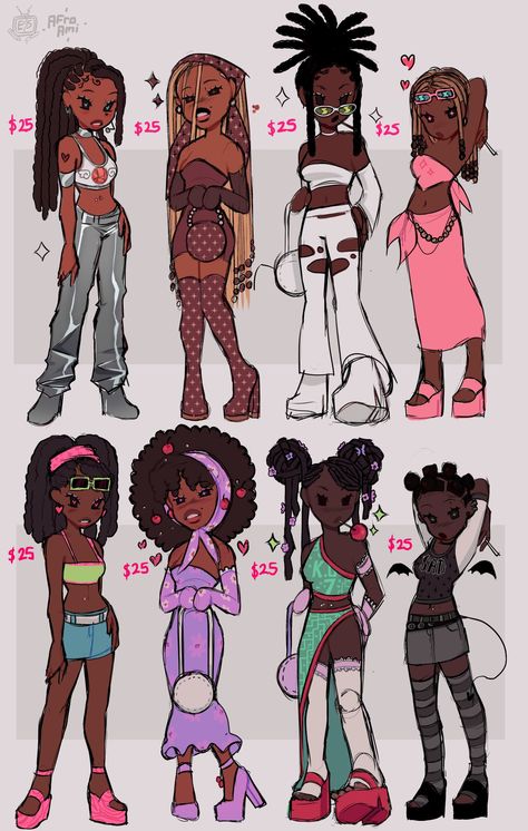 ✧♥𝐀𝐟𝐫𝐨 𝐀𝐇-𝐌𝐄♥✧ on Twitter: "these are the adopts i'm selling🌸 pick one✨… " Arte Inspo, Black Love Art, Black Art Pictures, Dessin Adorable, Cute Art Styles, Girls Cartoon Art, Art Tutorials Drawing, Sketchbook Art Inspiration, Cool Art Drawings