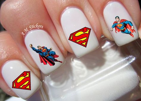 34 S Man Nail Decals Man Nail Art, Wonder Woman Nails, Beach Nail, Super Man, Pedicure Nail Art, Beauty Nail, Manicure Y Pedicure, Nail Art Accessories, My Nails