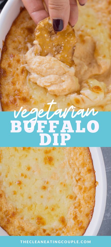 Chickpea Buffalo Chicken Dip, Tofu Buffalo Chicken Dip, Buffalo Dip Without Chicken, Buffalo Vegetarian Recipes, Vegetarian Recipes For Potluck, Vegetarian Dips For Parties, Veggitarin Meals, Dip Recipes Vegetarian, Vegetarian Gluten Free Appetizers