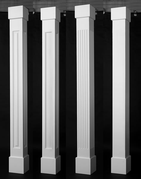 porch column wraps Exterior Support Column Ideas, Exterior Columns Ideas Porch Posts, Modern Column Design Exterior, Column Design Exterior Architecture Modern, Front Porch Wood Columns, Deck Post Wrap Ideas, Front Porch Column Ideas, Stone Piller Design Columns, Porch Column Ideas