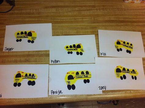 School bus footprint craft School Bus Footprint, Craft Handprint, The Wheels On The Bus, Transportation Crafts, Footprint Craft, Footprint Crafts, Wheels On The Bus, Footprint Art, Foot Print