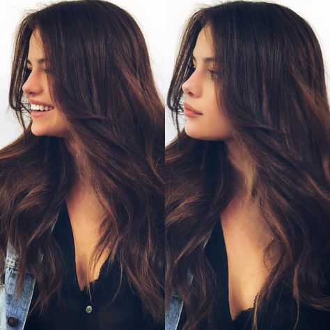 Selena Gomez Haircut, Selena Gomez Hair Long, Selena Gomez Hair, Dark Brunette Hair, Selena Gomez Cute, Selena Gomez Photos, Selena Gomez Pictures, Selena G, Long Layered Hair