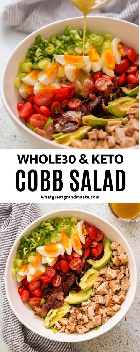 Keto Cobb Salad, Whole 30 Salads, Classic Cobb Salad, Dijon Dressing, Paleo Salads, Whole30 Dinners, Bacon Avocado, Keto Paleo, Recipe For Mom