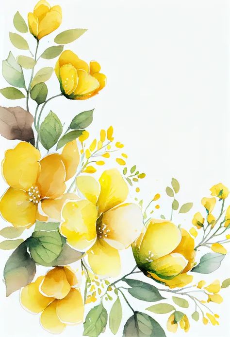 Yellow Flower Background, Yellow Flower Pictures, Yellow Flowers Painting, Image Flower, Flower Background Images, Roses Art, Flower Background, Hand Drawn Flowers, Flower Border