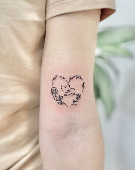 Tattoos To Surprise Mom, Mama Tattoos For Daughter, Tattoos That Say Mom, Men Family Tattoo, Mum Tribute Tattoo, Tattoos For Parents That Have Passed, Tattoo For My Parents, Tattoo Ideas For Mom And Dad, Mom Of 6 Tattoo Ideas