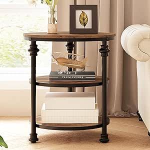 Small Antique Accent Table, Industrial End Tables Living Room, End Table Brown, Dark Wood Side Tables, Two Tiered End Table, Cottage Core End Table, 3 Tier Side Table, Living Room End Tables With Storage, Black And Wood End Tables