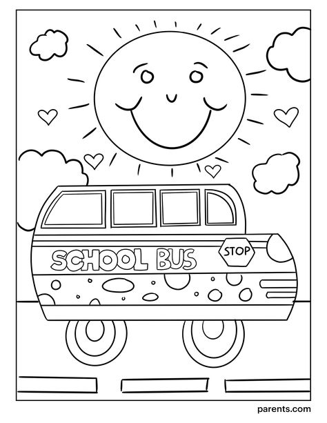 School Bus Pictures, School Bus Crafts, Kindergarten Coloring Sheets, Bus Crafts, Kindergarten Coloring, Back To School Worksheets, Kindergarten Colors, Kindergarten Coloring Pages, Preschool Coloring Pages