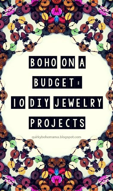 Quirky Bohemian Mama - A Bohemian Mom Blog: Boho on a Budget: 10 DIY Jewelry Projects #diy #boho Boho On A Budget, Bohemian Diy, Bohemian Mama, Diy Fashion Trends, Diy Choker, Boho Jewelry Diy, Diy Quotes, Diy Jewelry Holder, Diy Jewelry Projects