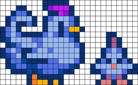 Stardew Valley Painting Ideas, Blue Chicken Stardew Valley, Stardew Blue Chicken, Stardew Valley Grid Pattern, Stardew Valley Crochet Blanket, Stardew Perler Beads, Stardew Crochet Pattern Free, Stardew Valley Hama Beads, Stardew Valley Sebastian Perler Beads