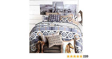 Amazon.com: Rod's Walk Trot Canter Southwestern Santa Fe Quilted Bedding, Full/Queen : Home & Kitchen Western Boho Bedroom, Bedroom Western, Aztec Quilt, Pattern Bedroom, Neutral Bed Linen, Western Bedrooms, Cowgirl Room, Western Bedroom Decor, Aztec Decor