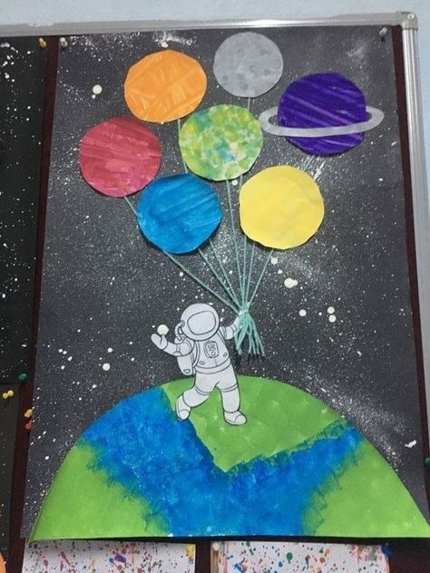 Space Arts And Crafts For Kids, Outer Space Crafts, Solar System Projects For Kids, Space Art Projects, Planet Crafts, Space Crafts For Kids, Solar System Art, Solar System Crafts, Montessori Art