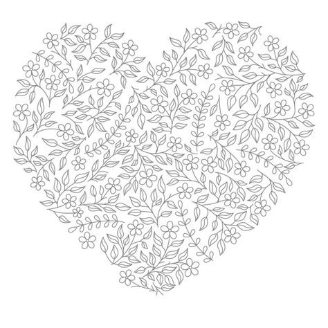 Flower Heart Embroidery Pattern, Floral Design Pattern, Simple Flower Drawing, Doodle Art Flowers, Simple Hand Embroidery Patterns, Embroidery Hearts, Embroidery Template, Floral Embroidery Patterns, Heart Illustration