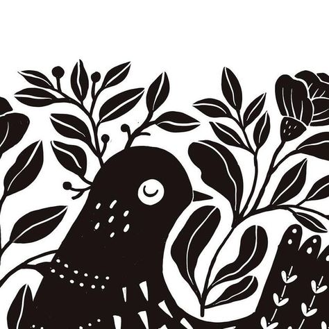 Sally-Ann Langley on Instagram: "Black and white version of my folk art bird which I posted a few days ago (swipe to see original). Really liking the contrast and simplicity of just one color. May be a new direction to explore. #blackandwhite #folkartbird #birdillustration #monochromatic #birdart #greetingcardart #birdillustration #blackandwhitebird #greetingcards #folkart #patternbird #surfacepattern #artlicensing #artforlicense #licensingartist" Black And White Birds, Greeting Card Art, Stamp Carving, Art Licensing, Bird Illustration, New Directions, Bird Art, Surface Pattern, One Color