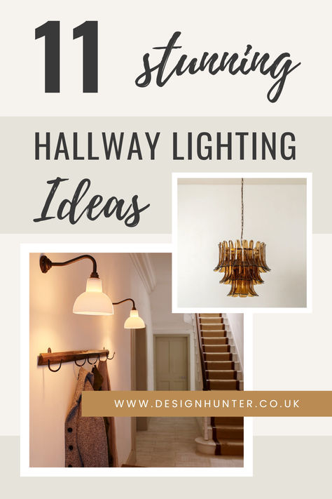 Stylish hallway lighting ideas, including wall-mounted lamps and a statement chandelier. Wall Lights Hallway Entrance, Lighting Above Staircase, Landing Lighting Ideas Upstairs, Hallway Wall Lighting Ideas, Landing Lighting Ideas, Wall Sconces Hallway, Hallway Wall Lighting, Landing Lighting, Hallway Lighting Ideas